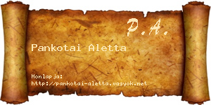 Pankotai Aletta névjegykártya